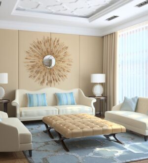 Интересные идеи для интерьера в бежевом и голубом цветах